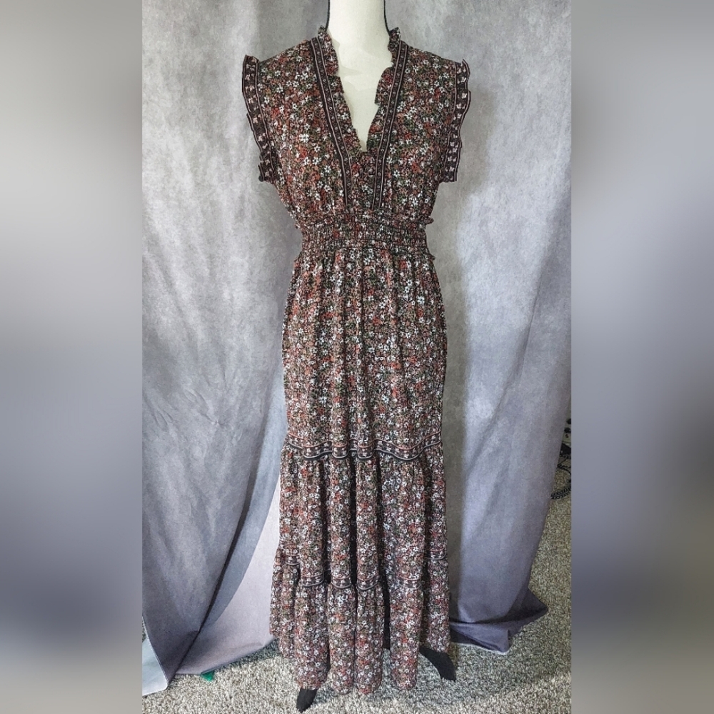 Multi-Color Floral Tiered Maxi Dress